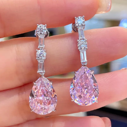 Pear Cut Pink Diamond Necklace, Ring and Earrings Set