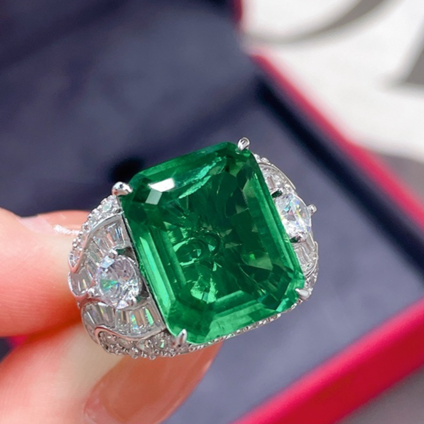 Emerald and Diamond Cocktail Ring