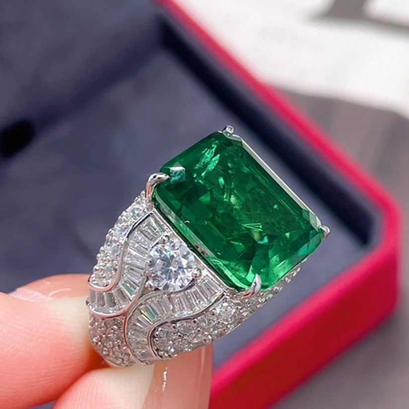 Emerald and Diamond Cocktail Ring