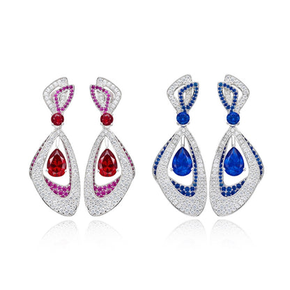 Teardrop Ruby or Sapphire Diamonds Earrings