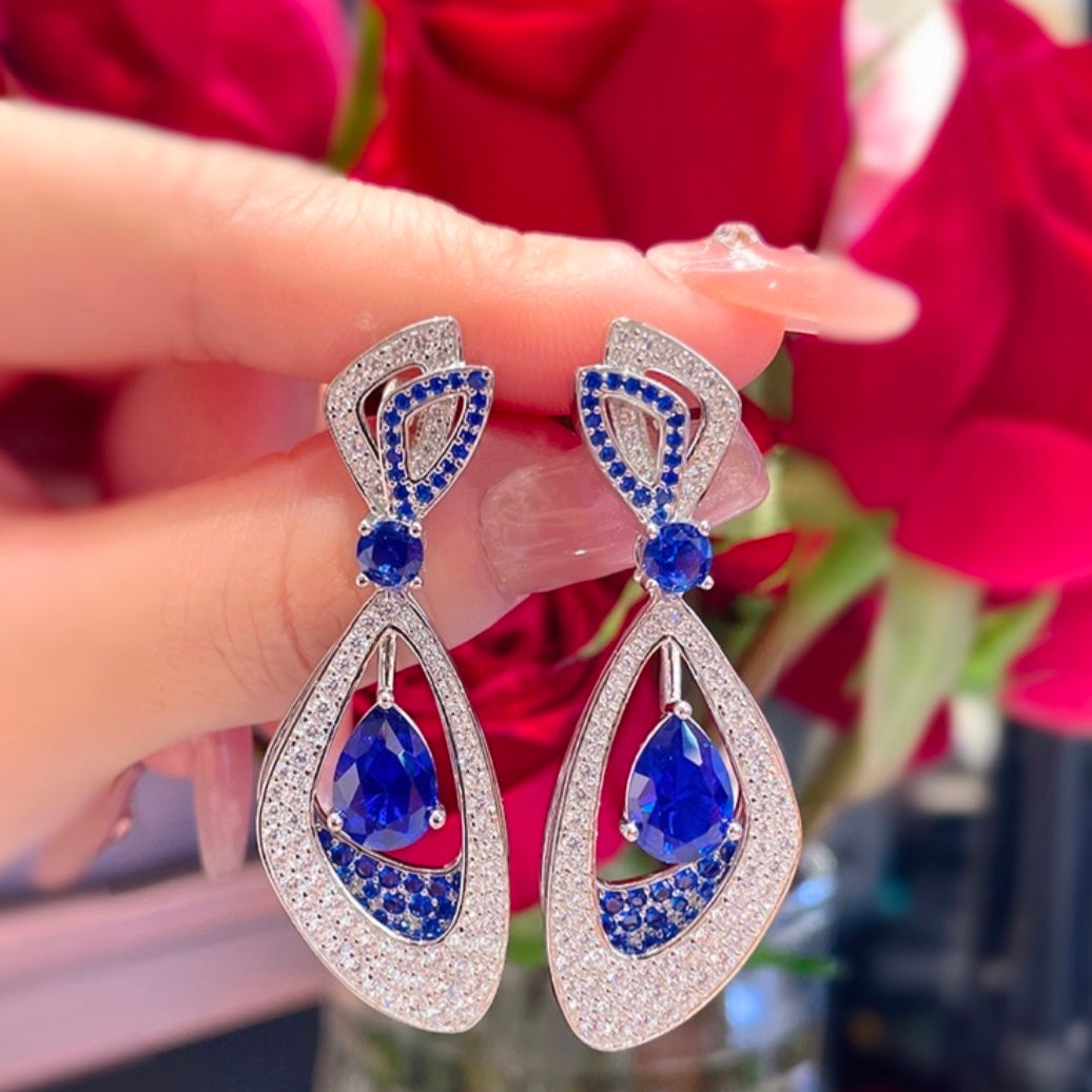 Teardrop Ruby or Sapphire Diamonds Earrings