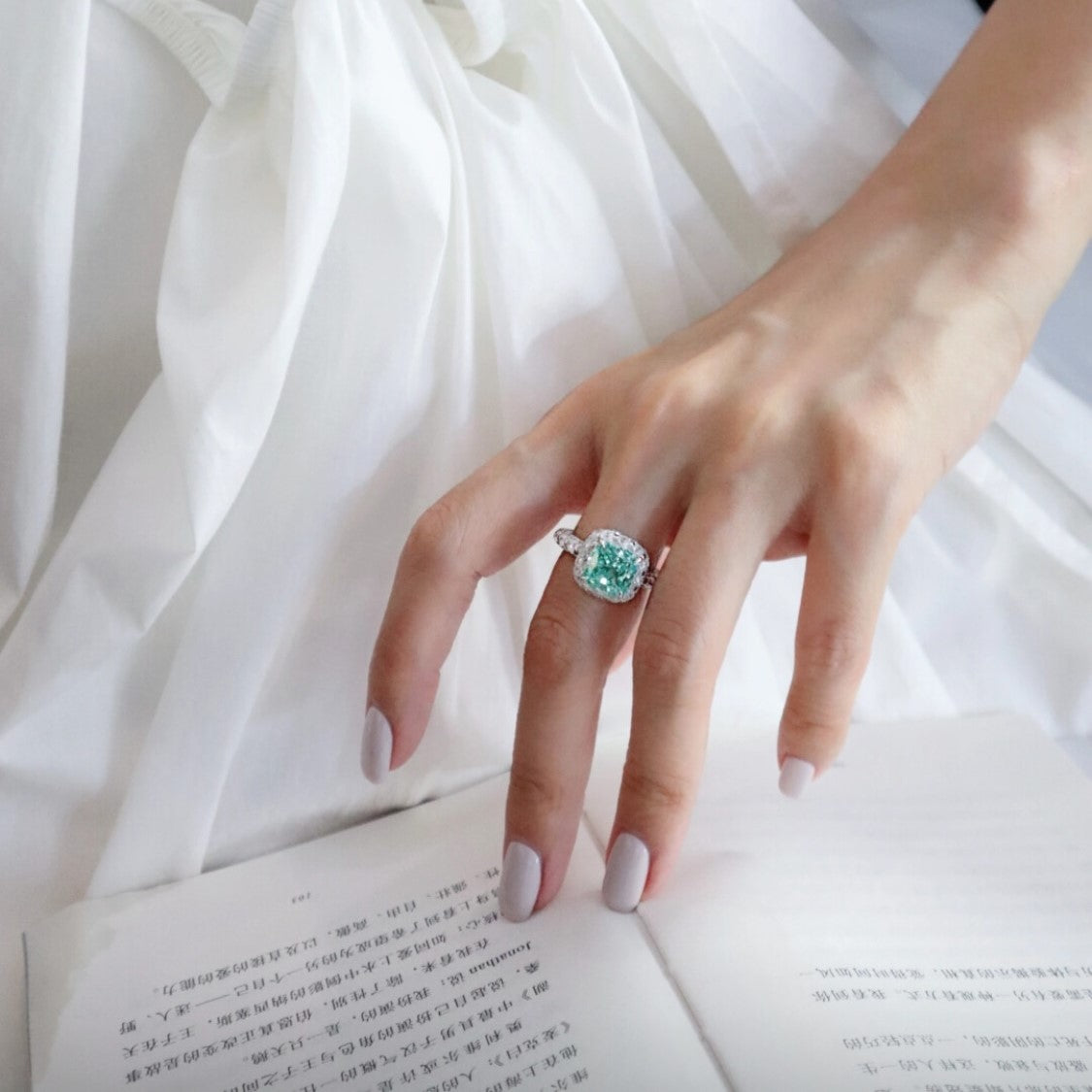 Cushion Cut Neon Blue Paraiba Cocktail Ring