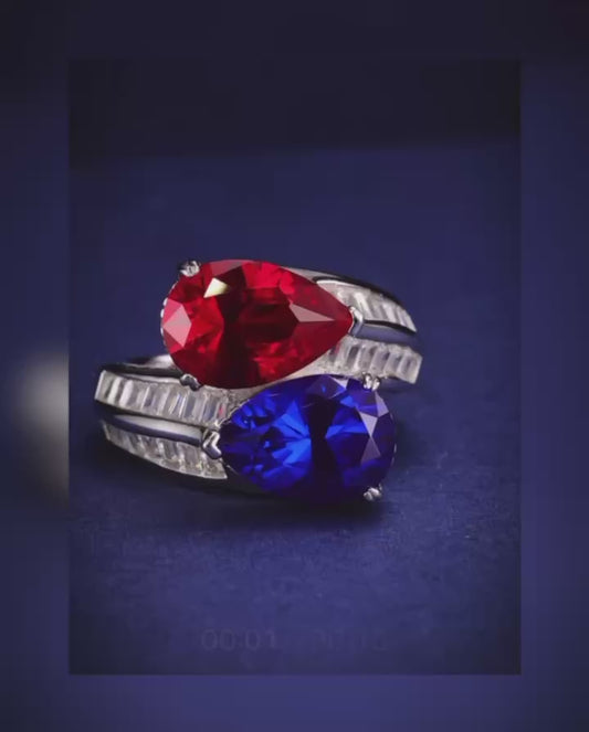 Sapphire & Ruby Twin Ring