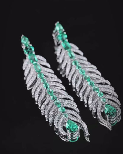 Paraiba Feather Dangle Earrings