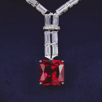 Imperial Ruby and Diamond Jewelry Set (Ring, Necklace and Earrings)