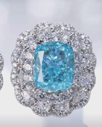 Aquamarine Diamond Stud Earrings