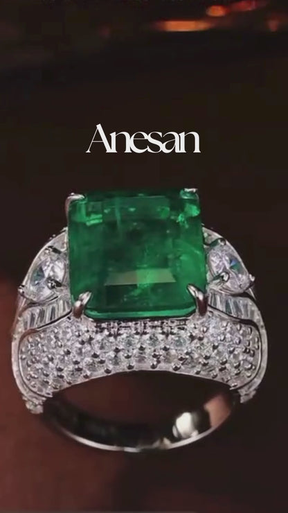 Emerald and Diamond Cocktail Ring