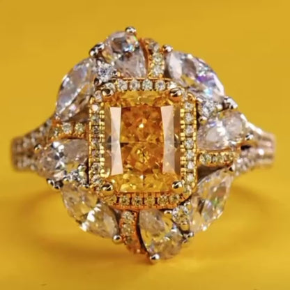 Yellow Diamond Cocktail Ring