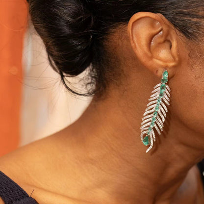 Paraiba Feather Dangle Earrings