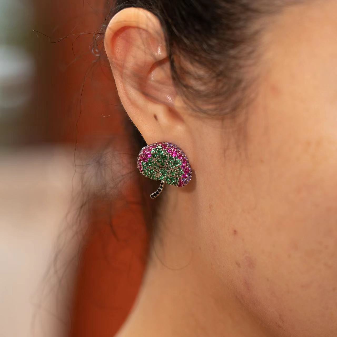 Diamonds Ginkgo Leaf Cluster Earrings