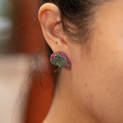 Diamonds Ginkgo Leaf Cluster Earrings