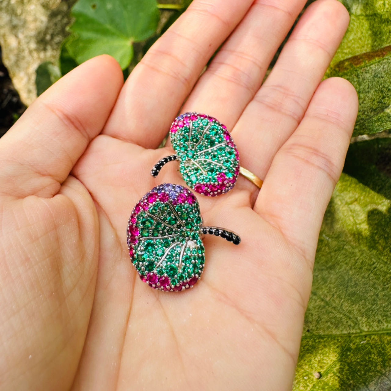 Diamonds Ginkgo Leaf Cluster Earrings