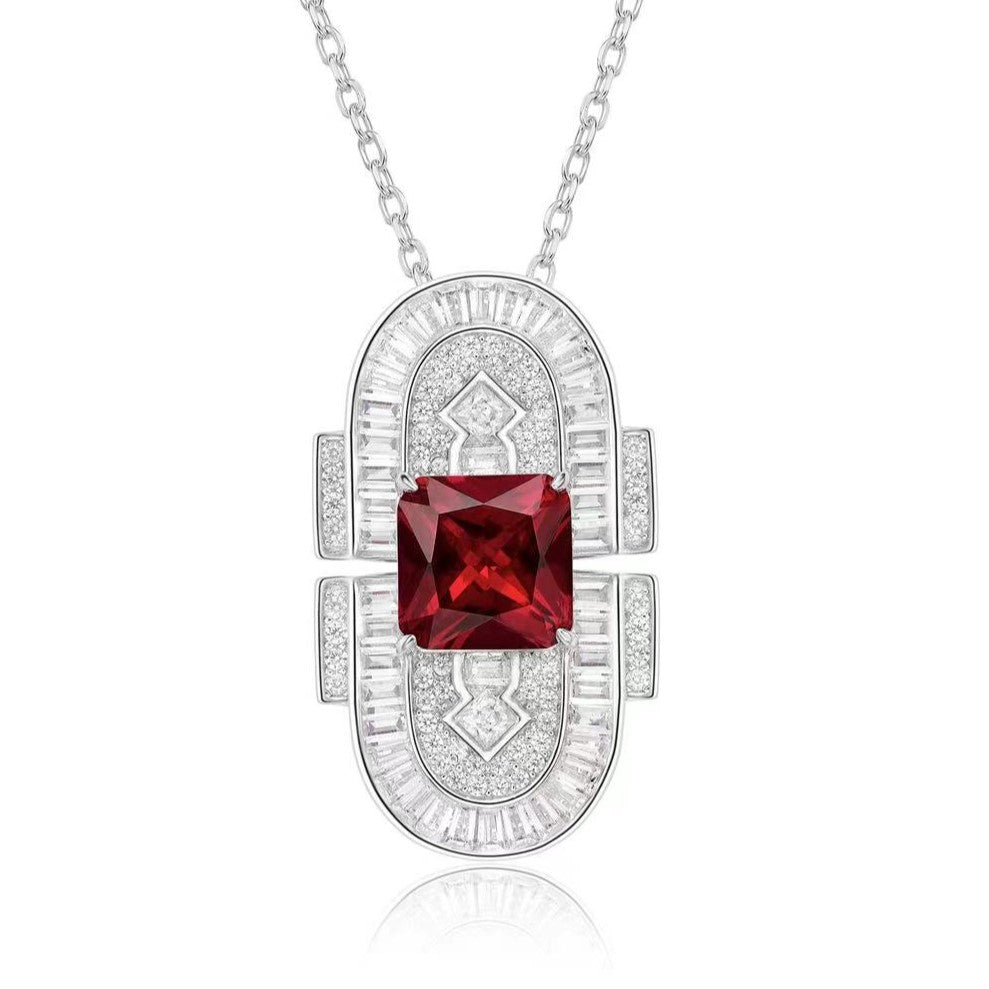 Ruby Art Deco Pendant Necklace