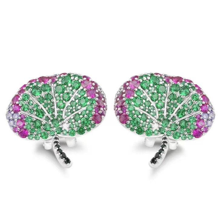 Diamonds Ginkgo Leaf Cluster Earrings