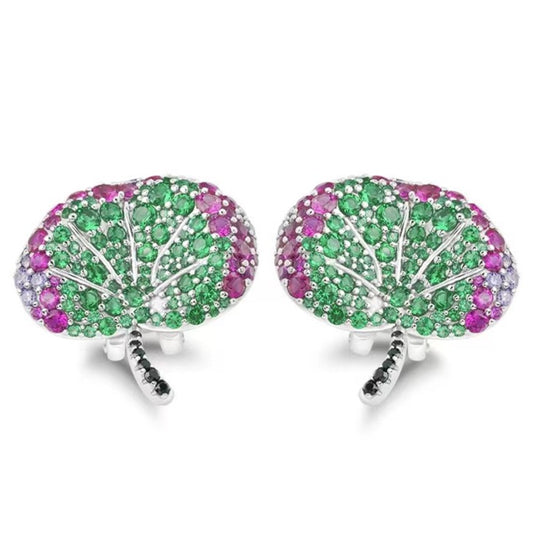 Diamonds Ginkgo Leaf Cluster Earrings