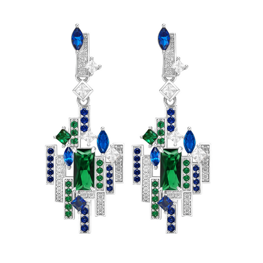 Emerald Art Deco Dangle Earrings