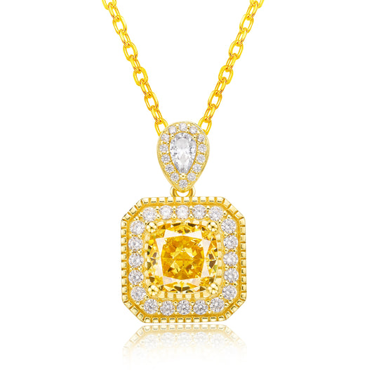 Radiant Cut Yellow Diamond Pendant Necklace