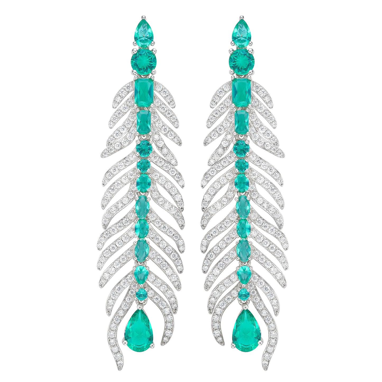 Paraiba Feather Dangle Earrings