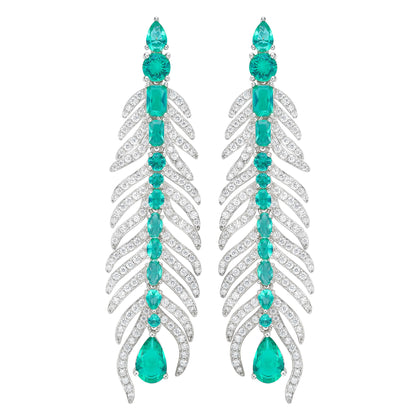 Paraiba Feather Dangle Earrings