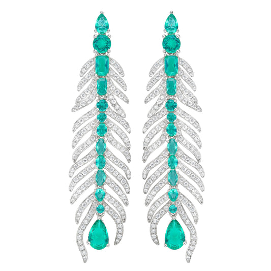 Paraiba Feather Dangle Earrings