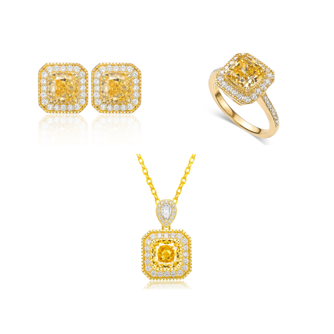 Radiant Cut Yellow Diamond Set