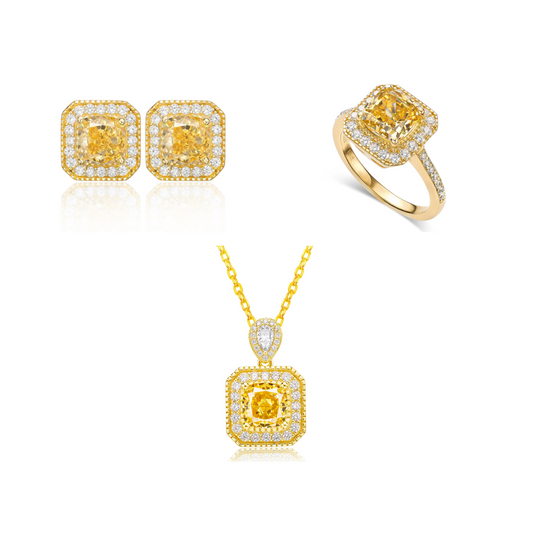 Radiant Cut Yellow Diamond Set